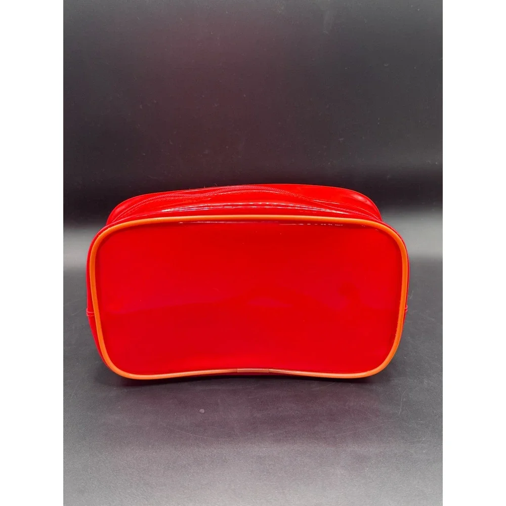 Kayali Red Translucent PVC Makeup Bag Cosmetic Pouch Orange Trim Diamond Zip